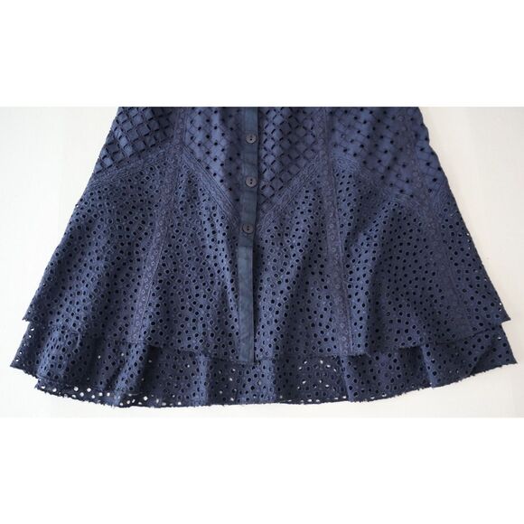 Cynthia Steffe 8337403 Women's Sz 4 Navy Blue Eyelet Textured Pencil Skirt - Picture 9 of 11